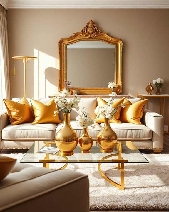 chic gold living room accents
