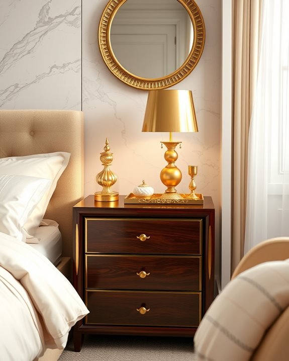 chic gold nightstand decor
