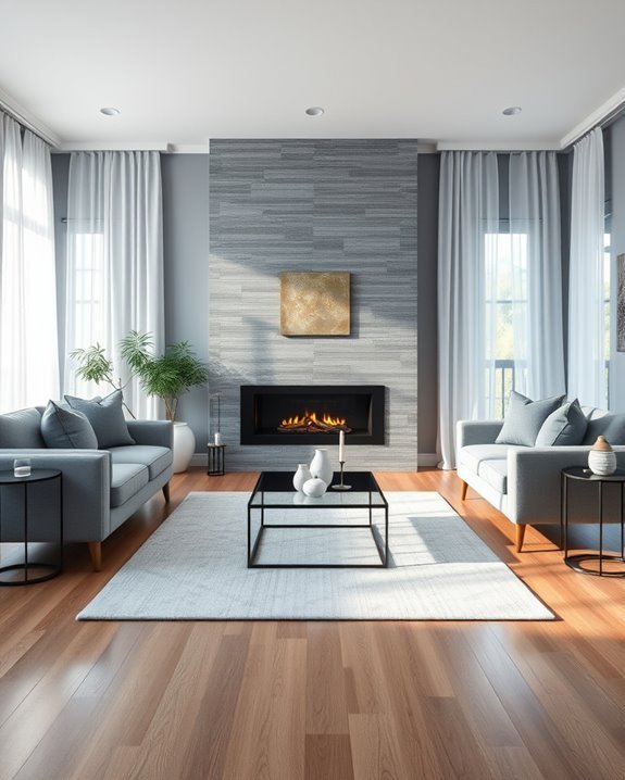 chic grey blue fireplaces enhance