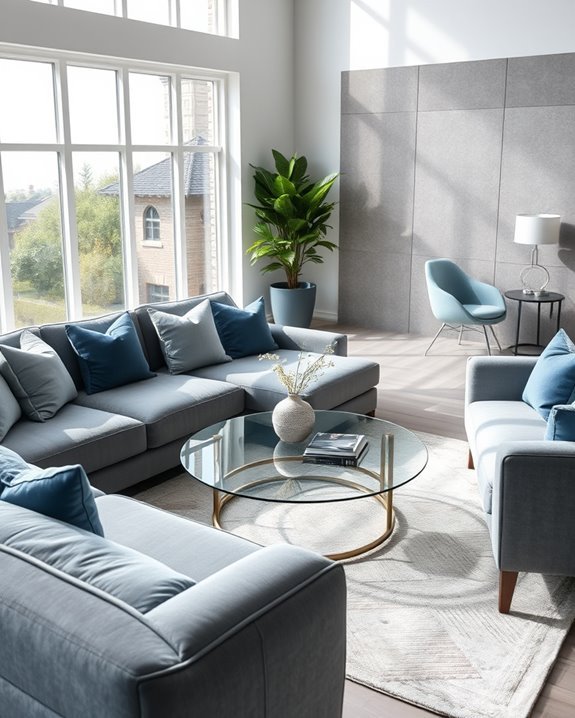chic grey blue furniture arrangements