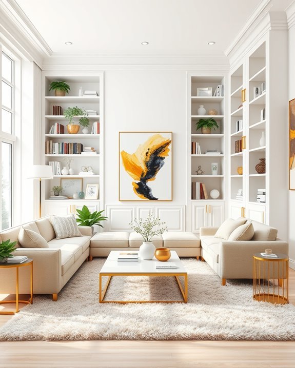 chic white bookcase styling