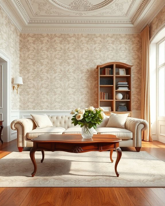 classic wallpaper enhances entryway
