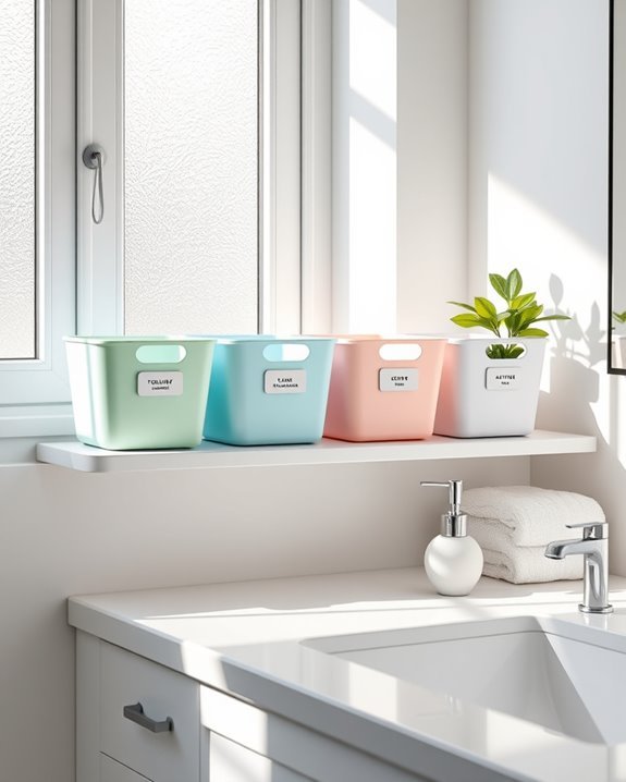 color coded bathroom organization