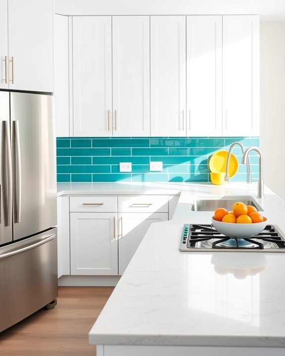 colorful accents enhance kitchens