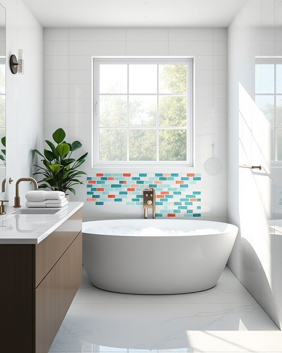 colorful bathroom backsplash design