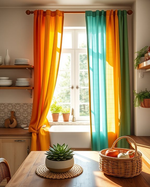 colorful curtains enhance ambiance