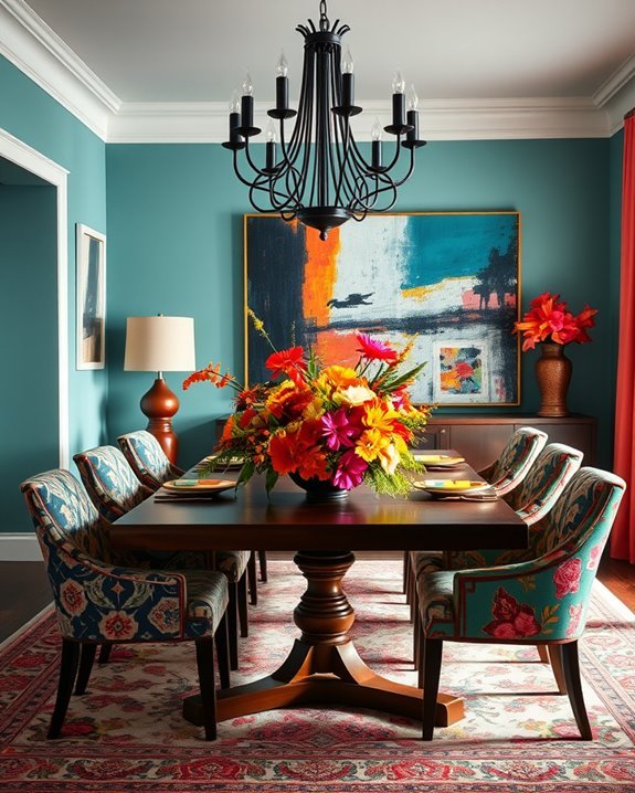 colorful eclectic dining decor
