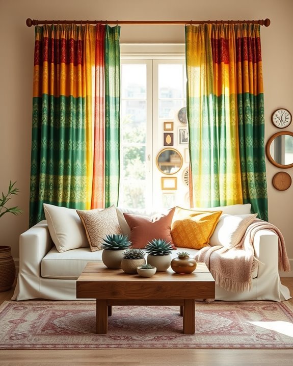 colorful patterned boho curtains