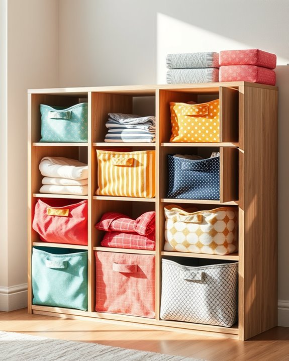 colorful patterned storage bins