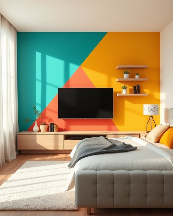 colorful tv accent wall