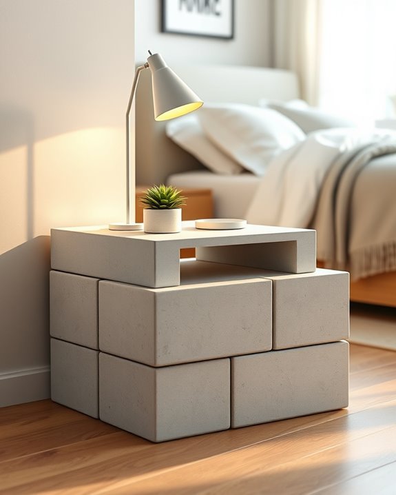 concrete block nightstand design