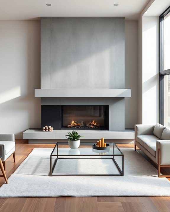 concrete fireplace design statement