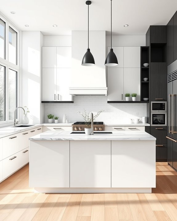 contrast cabinetry enhances sophistication