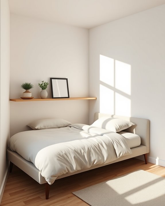 corner bed shelf organization