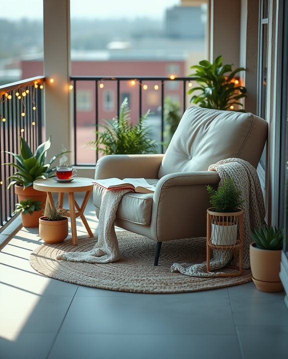 cozy balcony reading nook