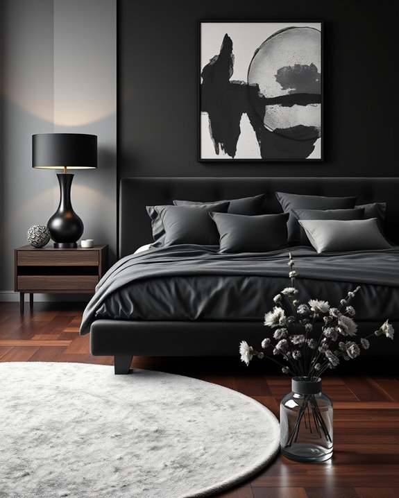 cozy black bedside lighting
