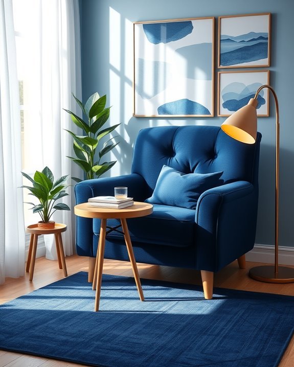 cozy blue reading corner