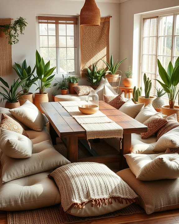cozy bohemian dining arrangements
