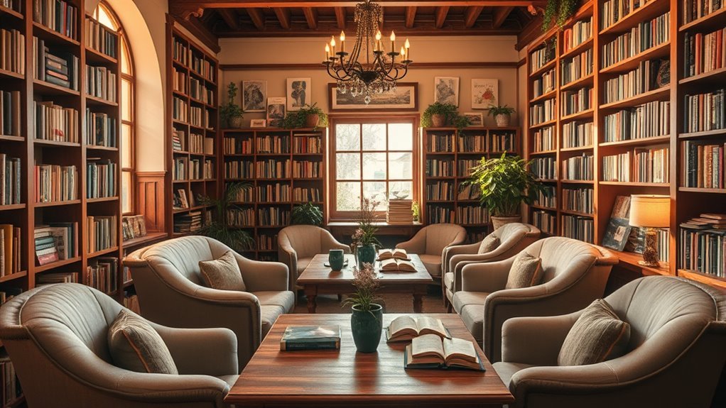 cozy bookshop cafe designs