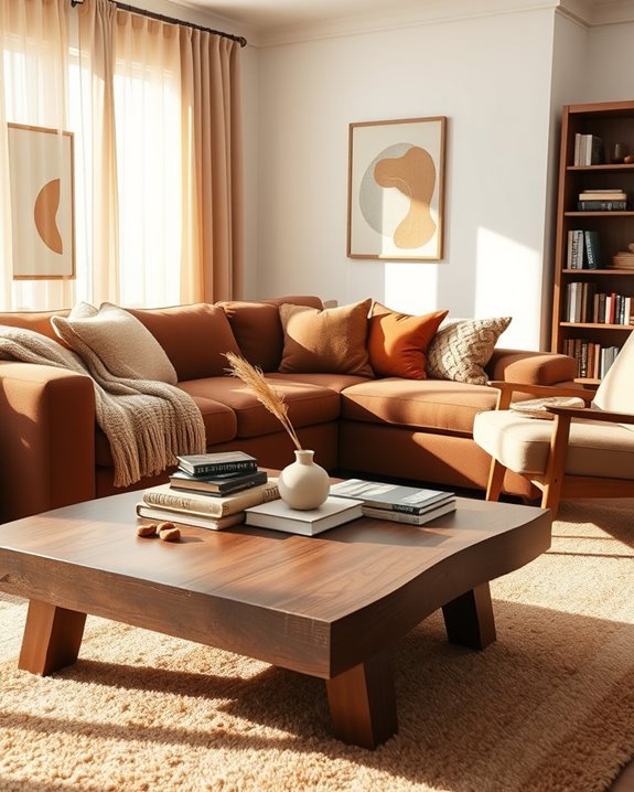 cozy brown textiles enhance comfort