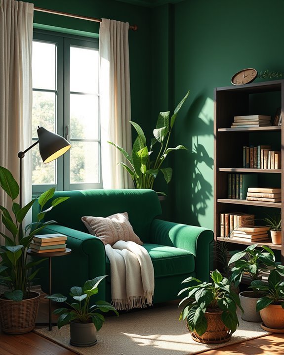cozy dark green nook