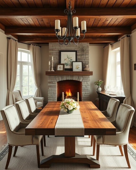 cozy dining room fireplace