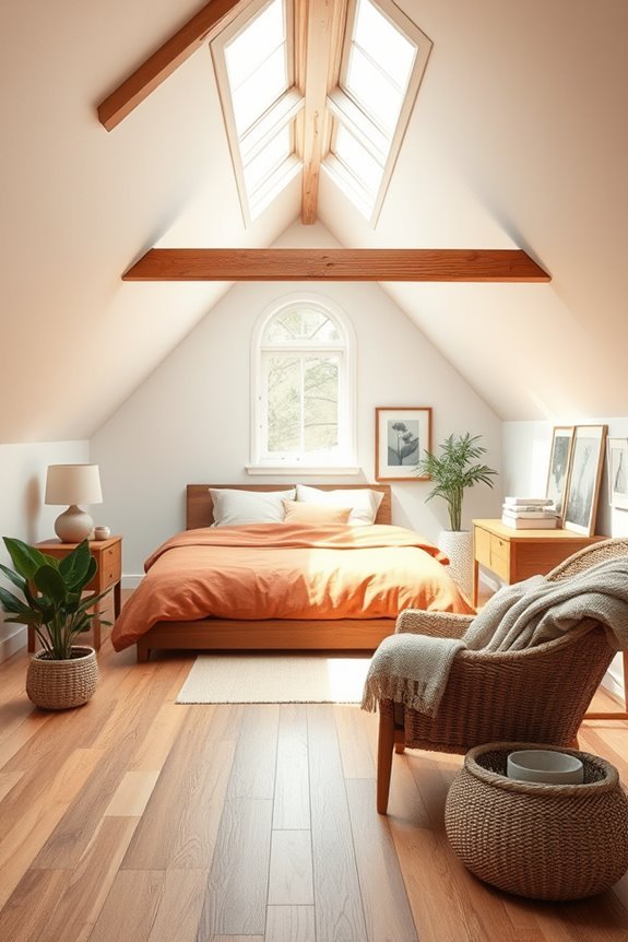 cozy earthy attic bedroom