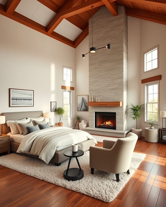 cozy fireplace bedroom retreat