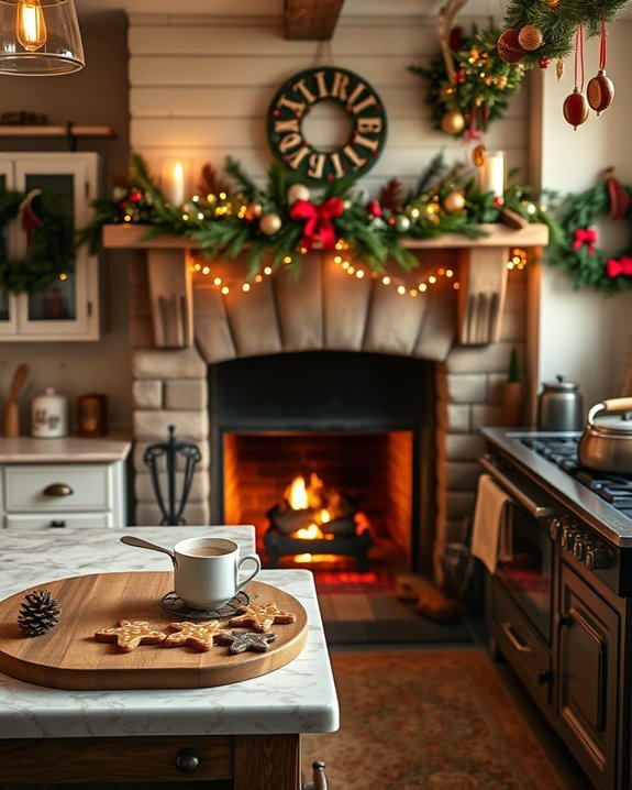 cozy fireplace holiday setup