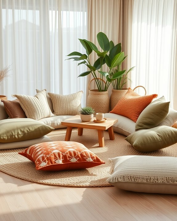 cozy floor cushion arrangements