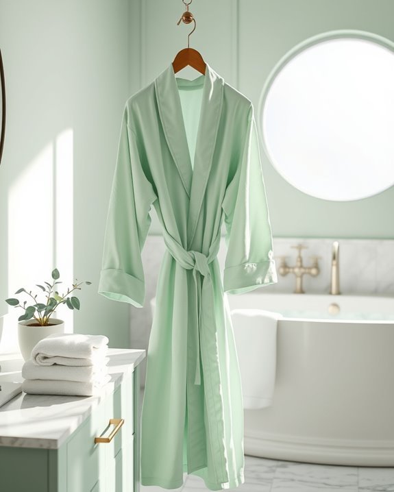 cozy green pastel bathrobes