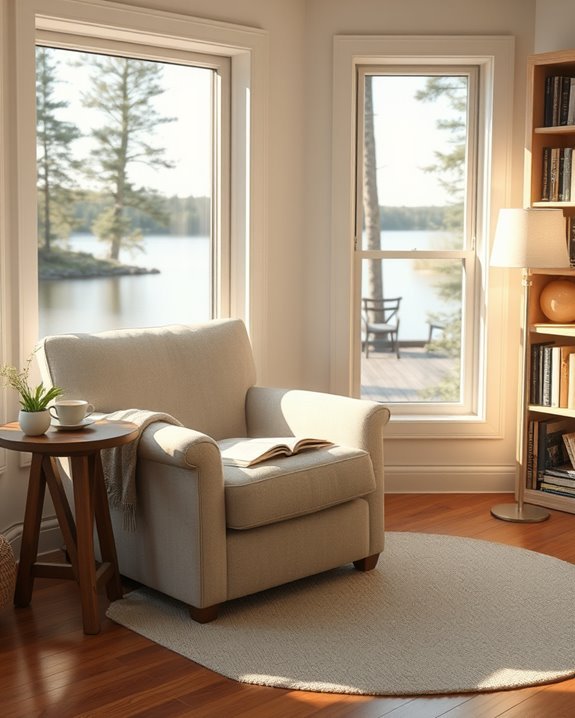 cozy lakeside reading nook