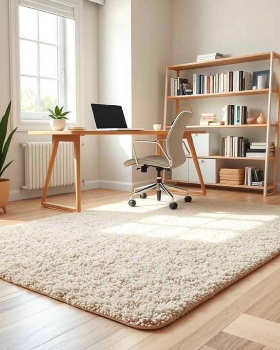 cozy rug enhances workspace comfort