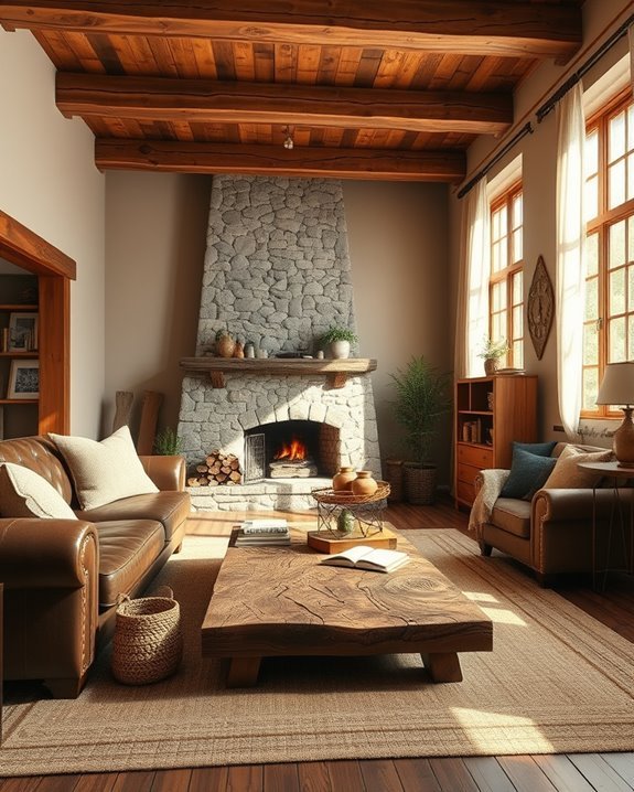 cozy rustic wooden accents
