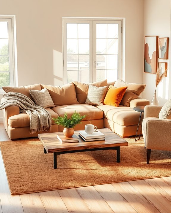 cozy soft brown textiles
