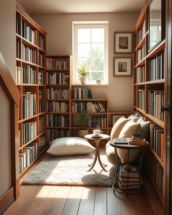 cozy understairs reading nook