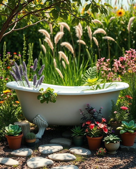 creative bathtub garden design