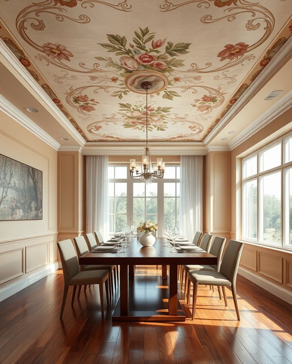 custom ceiling murals enhance ambiance