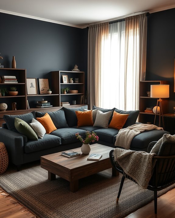 dark furniture enhances ambiance