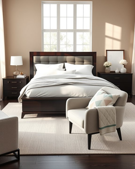 dark furniture light linens
