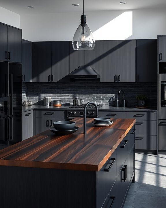 dark hardware elevates kitchens