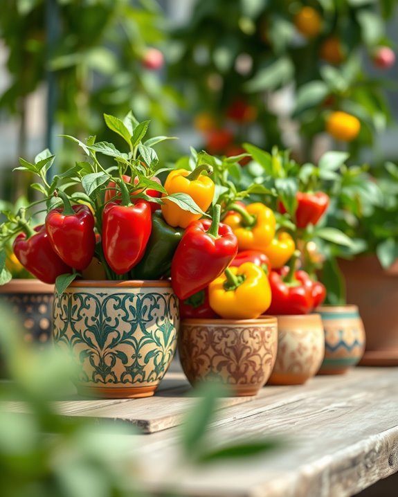 decorative pots with peppers