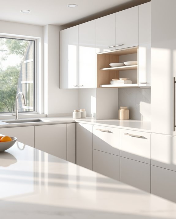 diagonal cabinetry enhances functionality