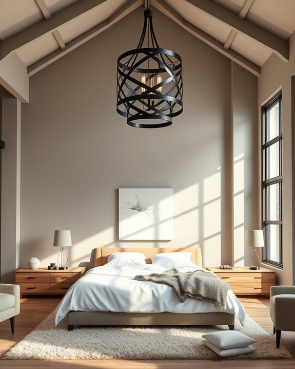 dramatic loft bedroom lighting