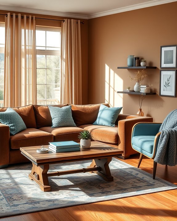 earthy brown and blue