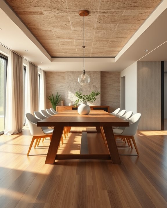 earthy stone finishes enhance ambiance