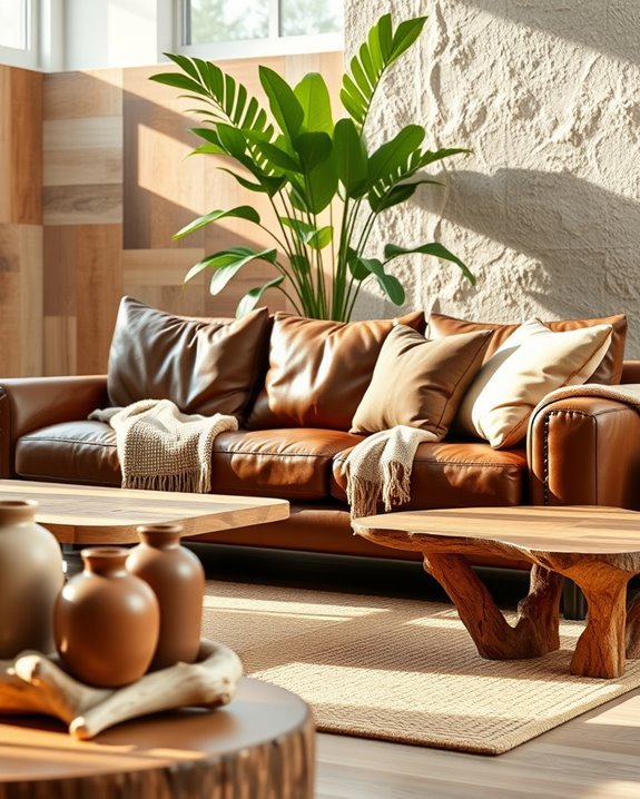 earthy textures brown leather