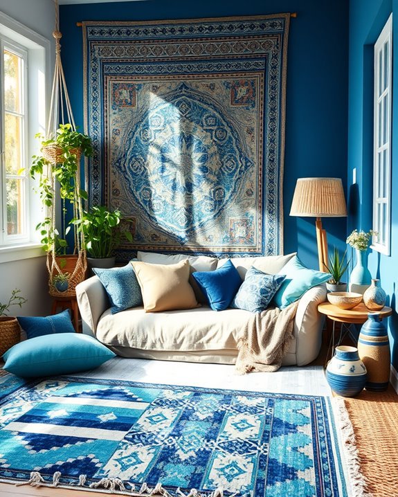 eclectic blue bohemian style