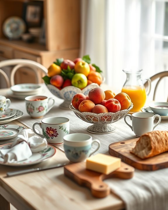 eclectic breakfast table decor