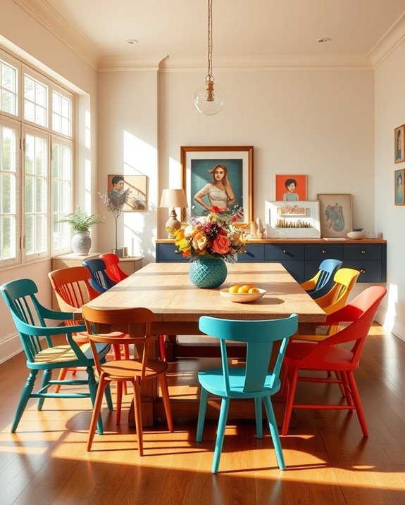 eclectic colorful dining decor